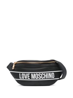 Love Moschino logo-tape faux-leather belt bag - Black