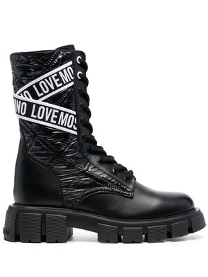Love Moschino logo-tape lace-up boots - Black