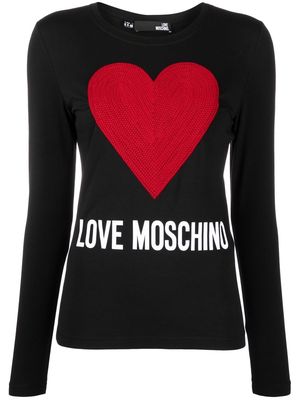 Love Moschino long-sleeved logo-print T-shirt - Black