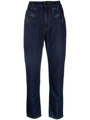 Love Moschino Love embroidered straight-leg jeans - Blue