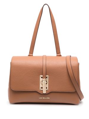 Love Moschino Love Heart Lock faux-leather shoulder bag - Brown