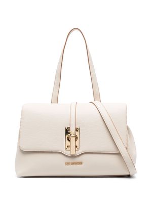 Love Moschino Love Heart Lock faux-leather shoulder bag - Neutrals