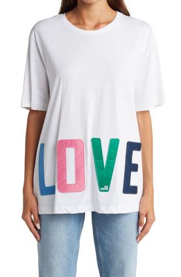 LOVE MOSCHINO Maglietta Patch Love T-Shirt in Optical White