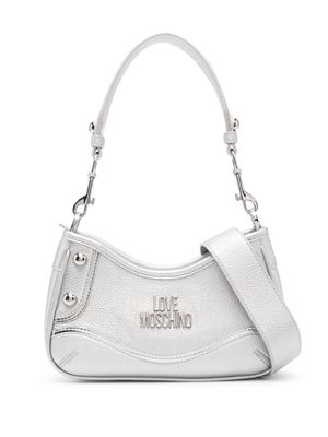 Love Moschino metallic logo-lettering shoulder bag - Silver