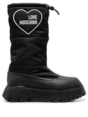 Love Moschino padded heart patch boots - Black