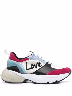 Love Moschino panelled lace-up trainers - Neutrals