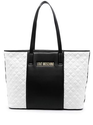 Love Moschino panelled quilted tote bag - Black