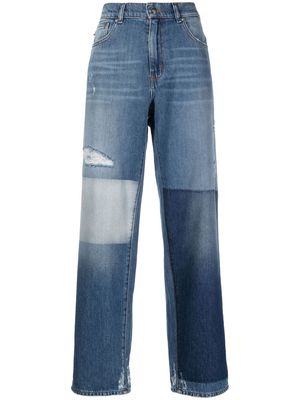 Love Moschino patchwork straight-leg jeans - Blue