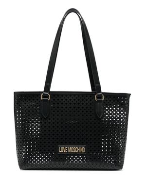 Love Moschino perforated-hearts faux-leather shoulder bag - Black