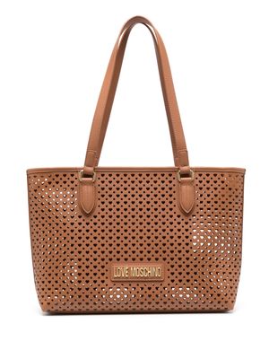 Love Moschino perforated-hearts faux-leather shoulder bag - Brown