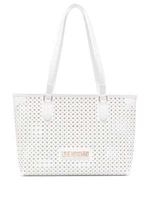 Love Moschino perforated-hearts faux-leather shoulder bag - White