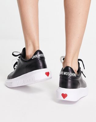 Love Moschino platform sneakers with heart motif in black