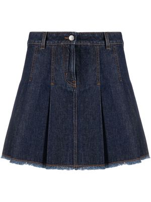 Love Moschino pleated denim mini skirt - Blue