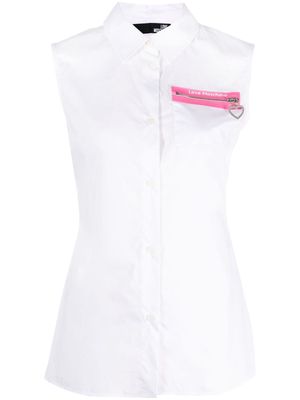 Love Moschino pocket-detail sleeveless shirt - White