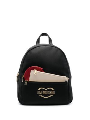 Love Moschino purse-detail logo-plaque backpack - Black