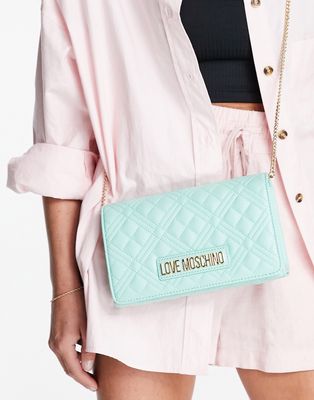 Love Moschino quilted crossbody bag in cream-Neutral