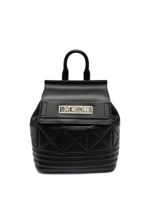 Love Moschino quilted logo-plaque backpack - Black