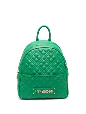 Love Moschino quilted logo-plaque backpack - Green