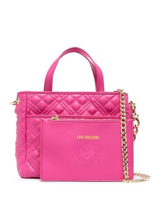 Love Moschino quilted logo-plaque tote bag - Pink