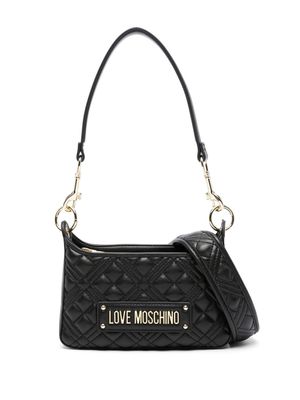 Love Moschino quilted logo-plaque tote - Black