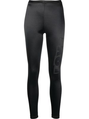 Love Moschino satin-finish logo print leggings - Black
