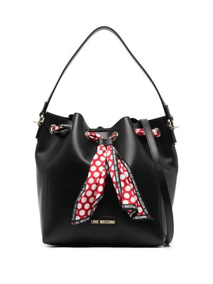 Love Moschino scarf-detail leather bucket bag - Black