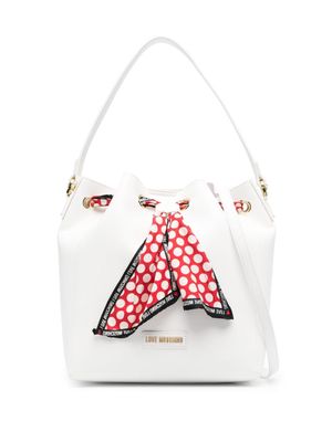 Love Moschino scarf-detail leather bucket bag - White
