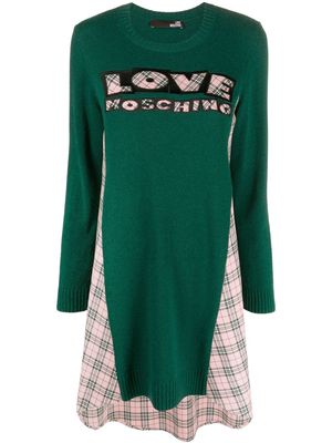 Love Moschino shirt layered knitted dress - Green
