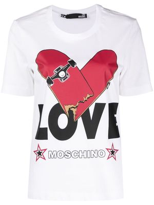 Love Moschino skate board heart print T-shirt - White