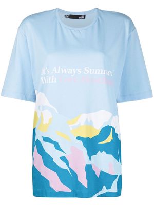 Love Moschino slogan-print short-sleeve T-shirt - Blue