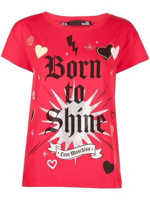 Love Moschino slogan-print short-sleeve T-shirt - Red