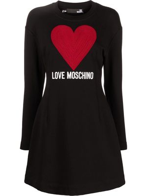 Love Moschino stitched heart logo-print dress - Black