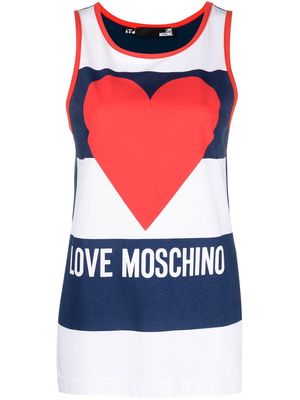 Love Moschino striped heart-print tank top - White