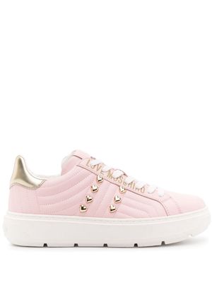 Love Moschino stud-embellished leather sneakers - Pink