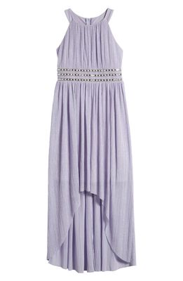 LOVE, NICKIE LEW Kids' Bead Embellished Metallic Party Dress in Lavender 