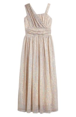 LOVE, NICKIE LEW Kids' Zia Foil Dot Party Dress in Blush/Silver 