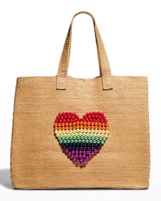 Love Pearly Straw Tote Bag