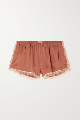 Love Stories - Apollo Lace-trimmed Satin Shorts - Pink