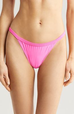 Love Stories Room Service Lace Trim Thong in Pink