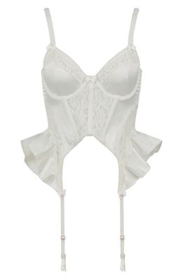 Love, Vera Lace Trim Satin Bustier in Ivory 