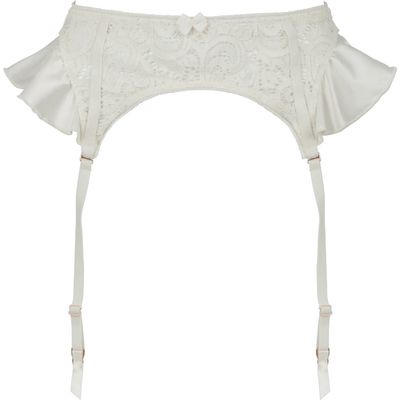 Love, Vera Satin & Lace Garter Belt in Ivory 