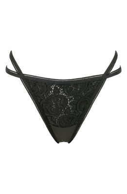 Love, Vera Satin Lace G-String in Black 