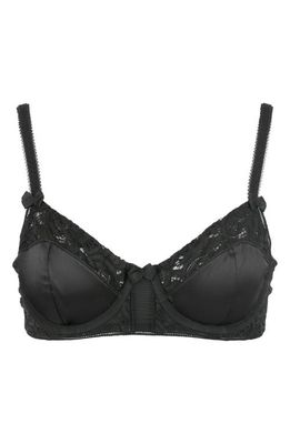 Love, Vera Satin Lace Underwire Bra in Black 