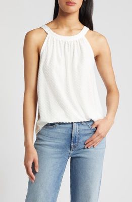 Loveappella Clip Dot Halter Tank Top in Ivory