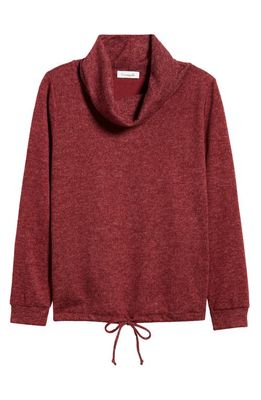 Loveappella Cowl Neck Knit Top in Burgundy