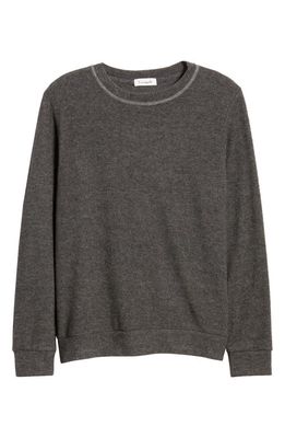 Loveappella Crewneck Long Sleeve Top in Charcoal