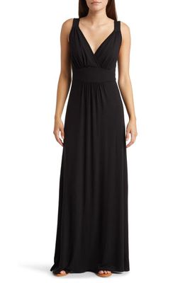 Loveappella Empire Waist Sleeveless Maxi Dress in Black