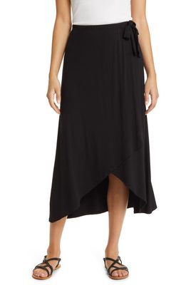 Loveappella Faux Wrap Skirt in Black