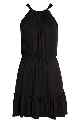 Loveappella Flounce Hem Halter Dress in Black