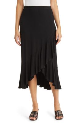Loveappella Flounce Midi Skirt in Black